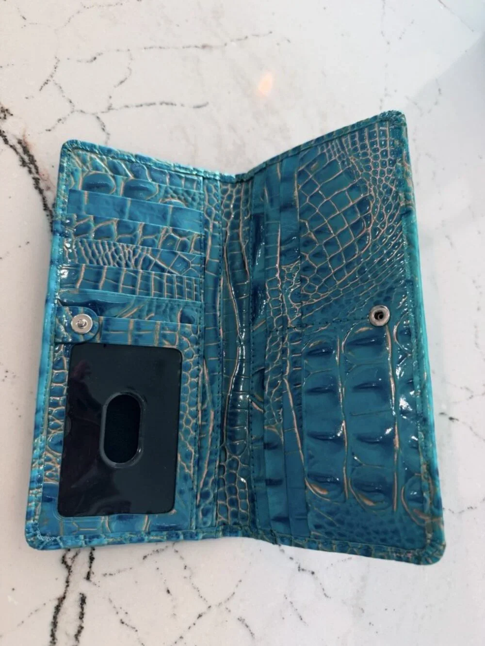Women’s Brahmin Ady Wallet Peacock Blue Genuine Leather - Picture 5 of 7